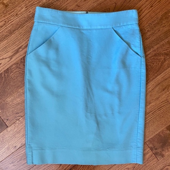 J Crew pencil skirt. Robins egg blue. - Picture 6 of 8